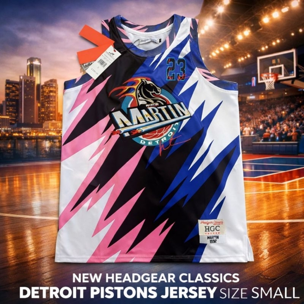 Headgear Classics Martin Lawrence Detroit Pistons Jersey 1992 Size Small #23